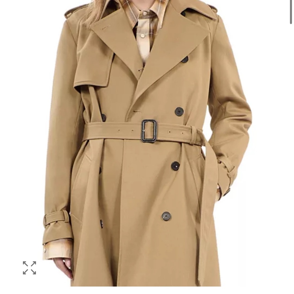 Kooples Classic Tan Double-Breasted Trench Coat MSRP $715.Size 36 P2P 19 inches.
